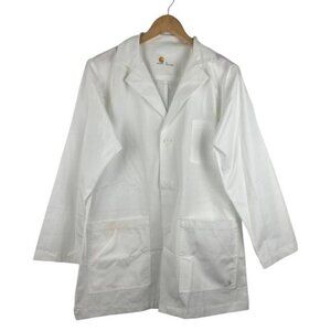 Carharrt Unisex White Logo Scrub Lab Coat Pockets Sanitized Actifresh US S